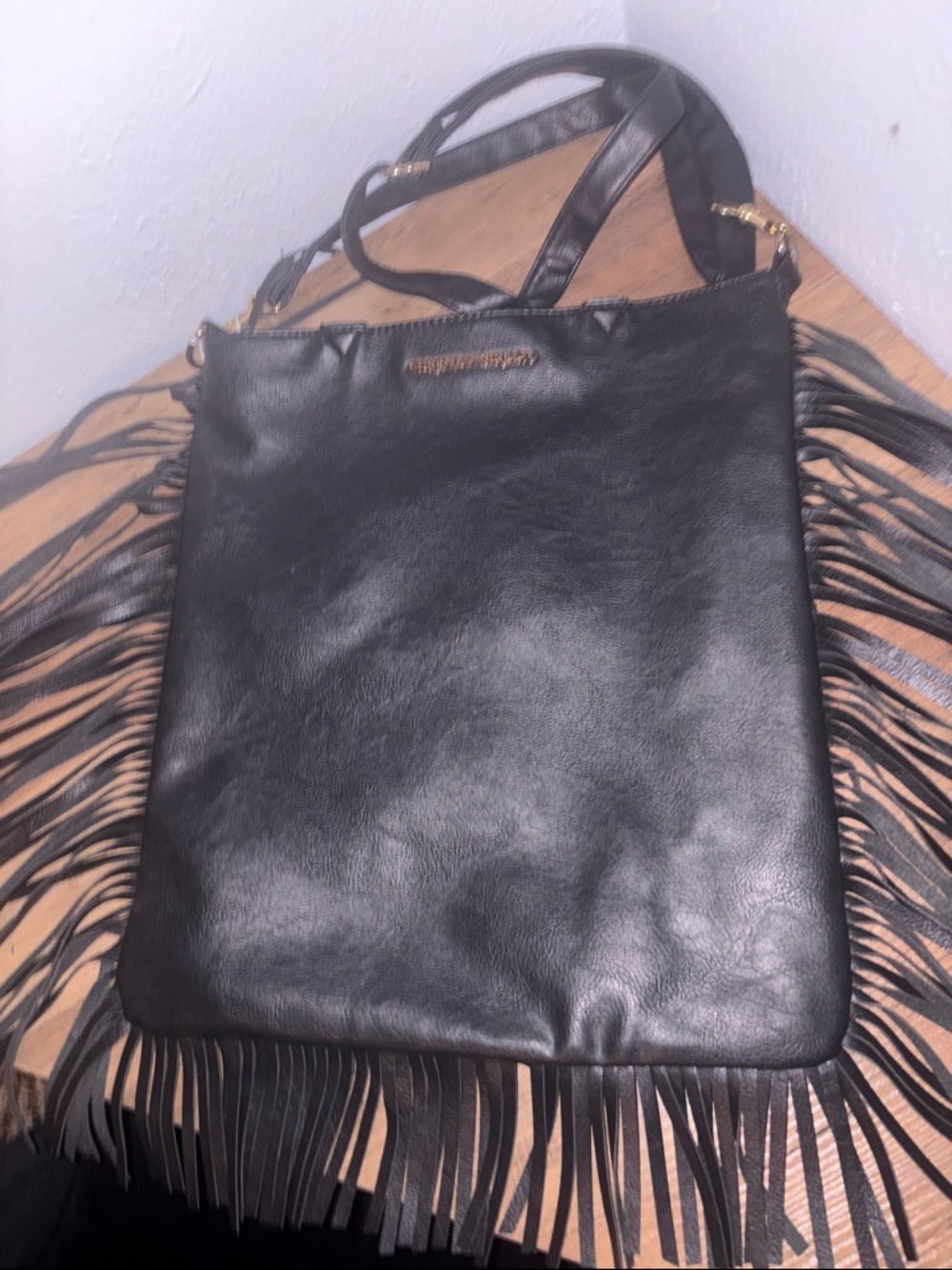 Black Fringe Leather Crossbody Bag CHRISTIAN SIRLANO